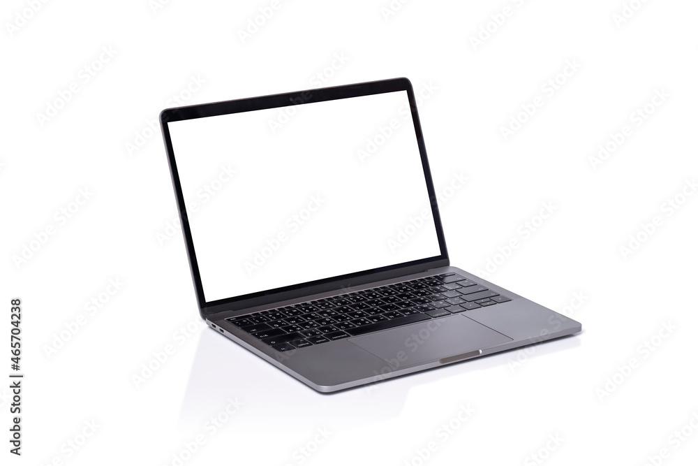 Laptop space gray with blank screen isolated on white background. Laptop space gray with blank screen isolated on white background.