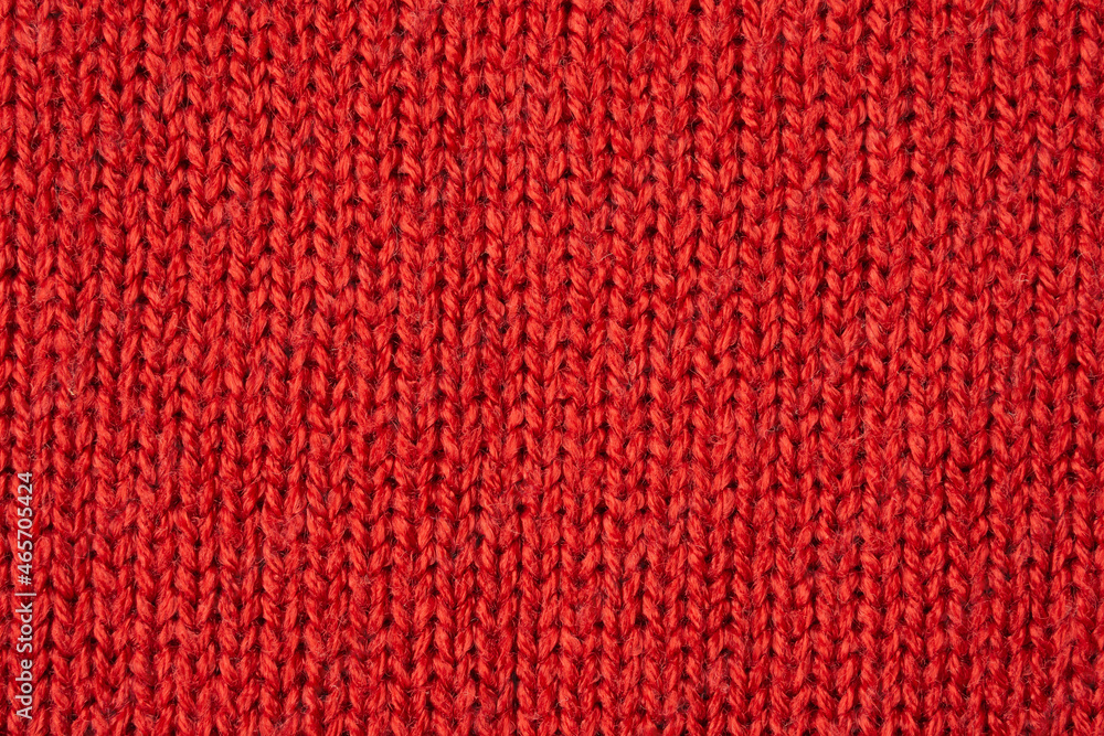 Red knitted wool texture background - obrazy, fototapety, plakaty 