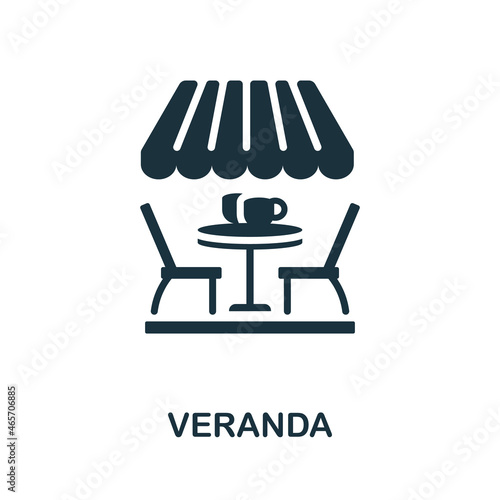 Veranda icon. Monochrome sign from restaurant collection. Creative Veranda icon illustration for web design, infographics and more