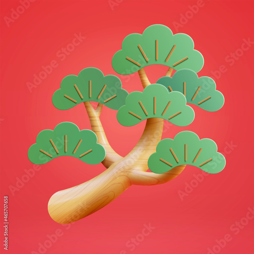 3d Japanese bonsai pine branch