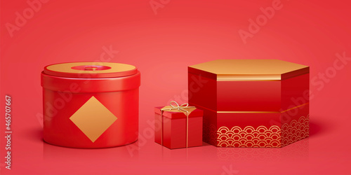3d Chinese red gift boxes