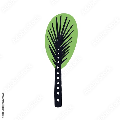 Abstract tree with trunk, branches and crown in simple doodle style. Naive ch...