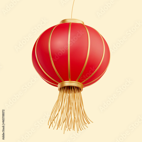 3d red hanging lantern with tassel