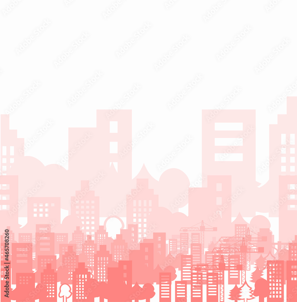 Seamless vector illustration with city buildings. Vector industrial pattern. City life.