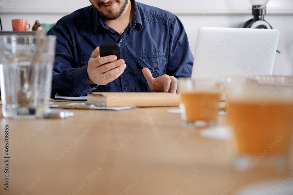 Using smart phone at coffee shop Using smart phone at coffee shop