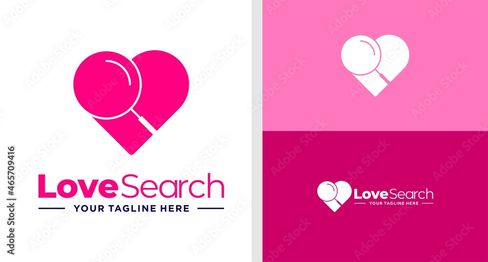 LOVE LOGO MAGNIFYING NEGATIVE SPACE SEARCH
