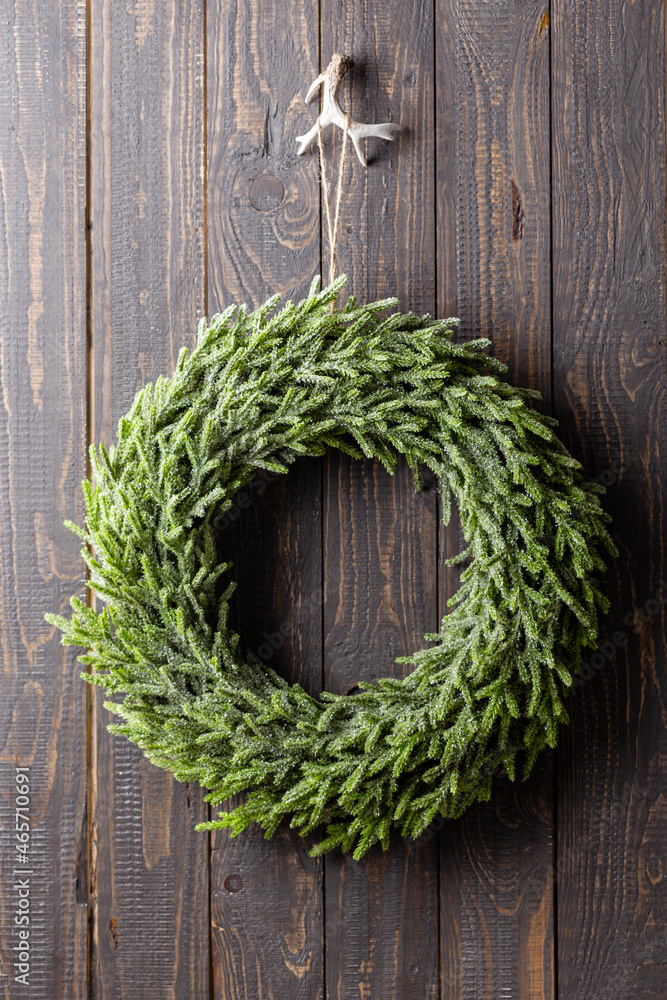 Christmas Wreath Hanging On The Door. Christmas Wreath Hanging On The Door.