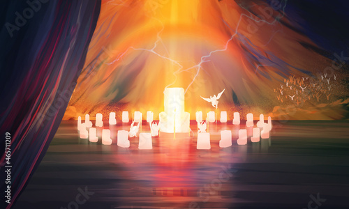 Fényképezés Revelation 4 throne room depiction, biblical imagery