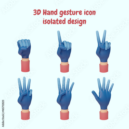 3d hand gesture collection icon with isolated transparent background