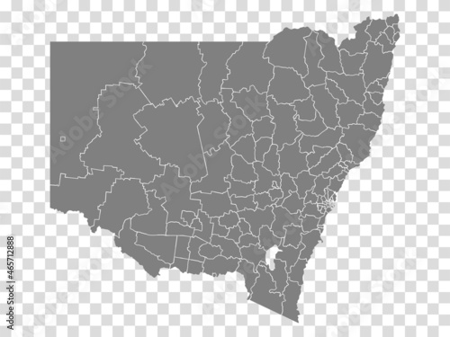 State of New South Wales map on transparent background. Blank Map State of  New South Wales with districts   for your web site design, logo, app, UI. Australia. EPS10.