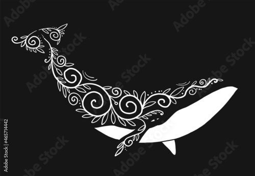 Wild Whale with Ethnic Ornaments