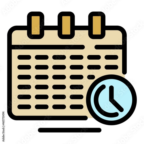 Calendar program icon. Outline calendar program vector icon color flat isolated