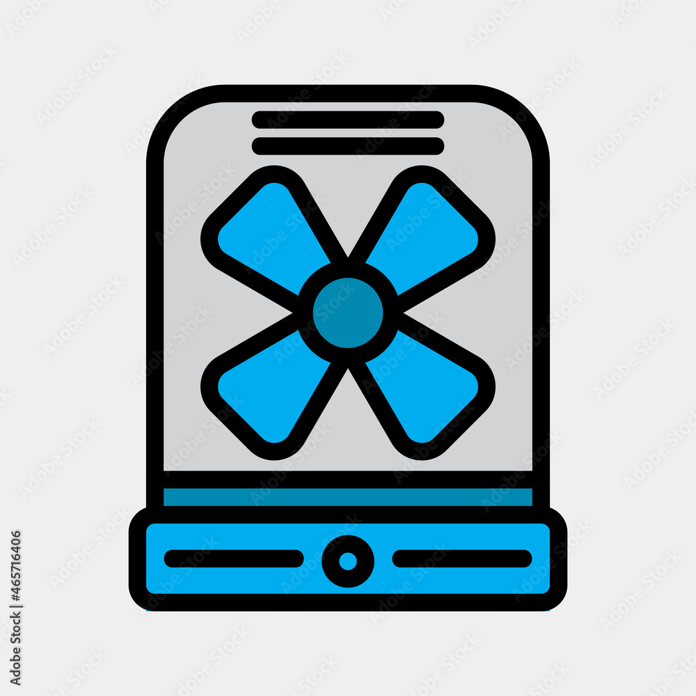 Fan icon vector illustration in filled line style about summer, use for website mobile app presentation Fan icon vector illustration in filled line style about summer, use for website mobile app presentation