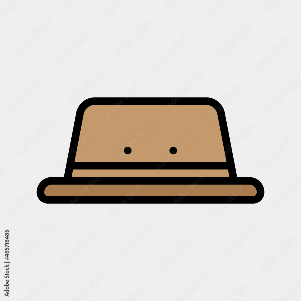 Hat icon vector illustration in filled line style about summer, use for website mobile app presentation Hat icon vector illustration in filled line style about summer, use for website mobile app presentation