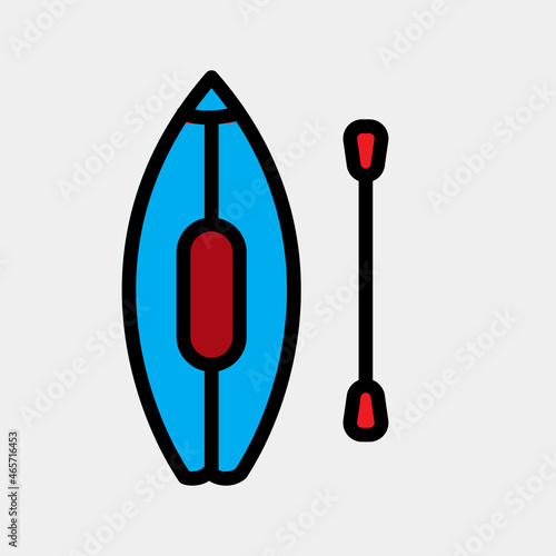 Canoe icon vector illustration in filled line style about summer, use for website mobile app presentation