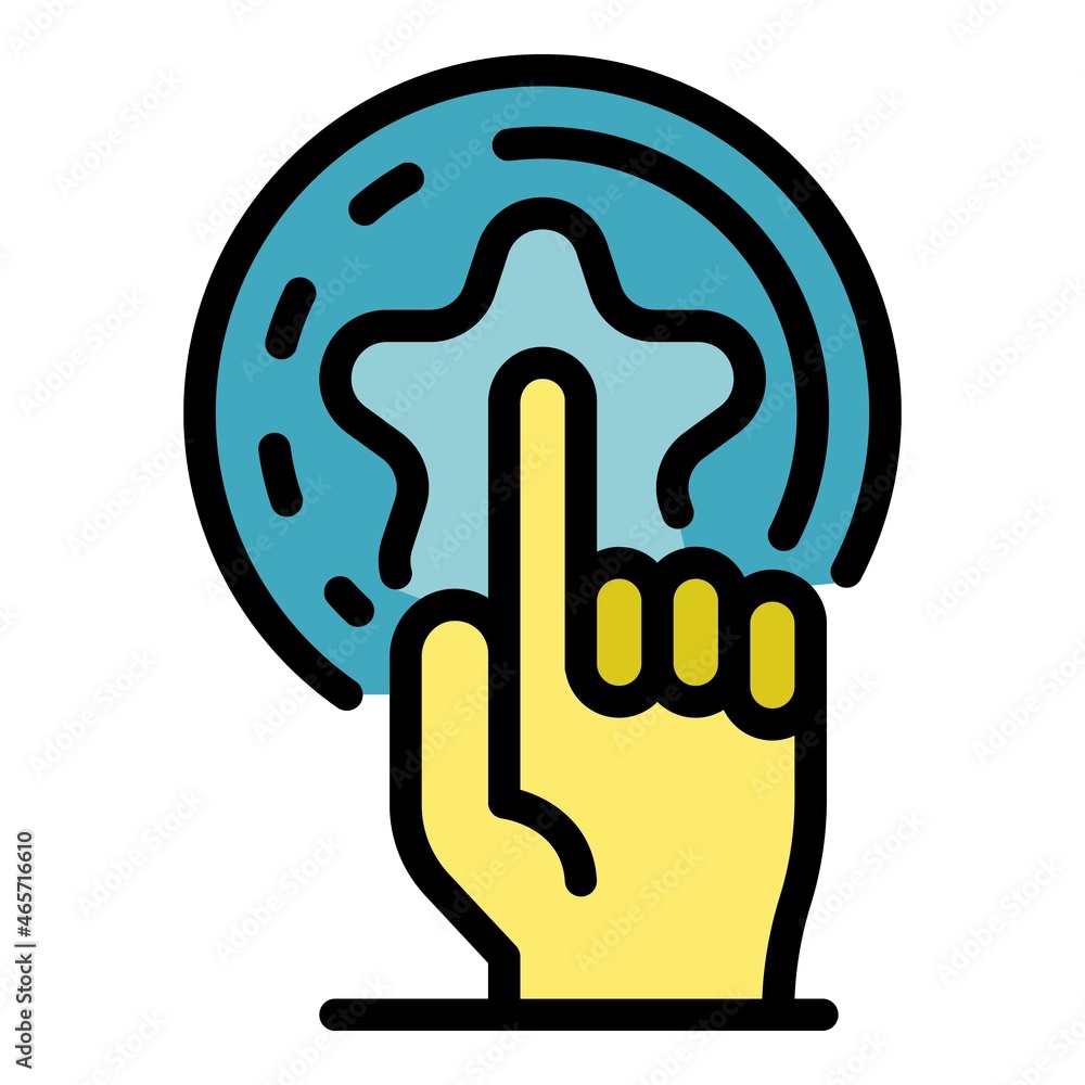 Obraz premium Finger and star icon. Outline finger and star vector icon color flat isolated