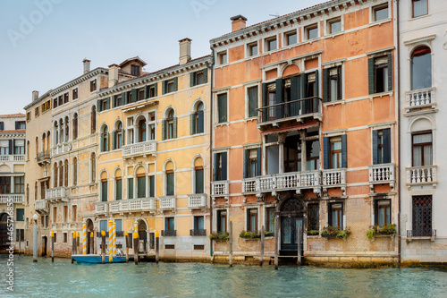 View of architecture of Venice from Grand Canal. Beautiful colorful houses on narrow water streets, Venice, Italy. High quality photo © lara-sh