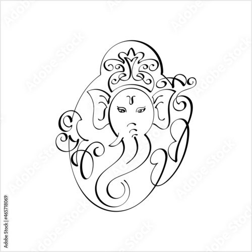 Ganesha The Lord Of Wisdom Calligraphic Style