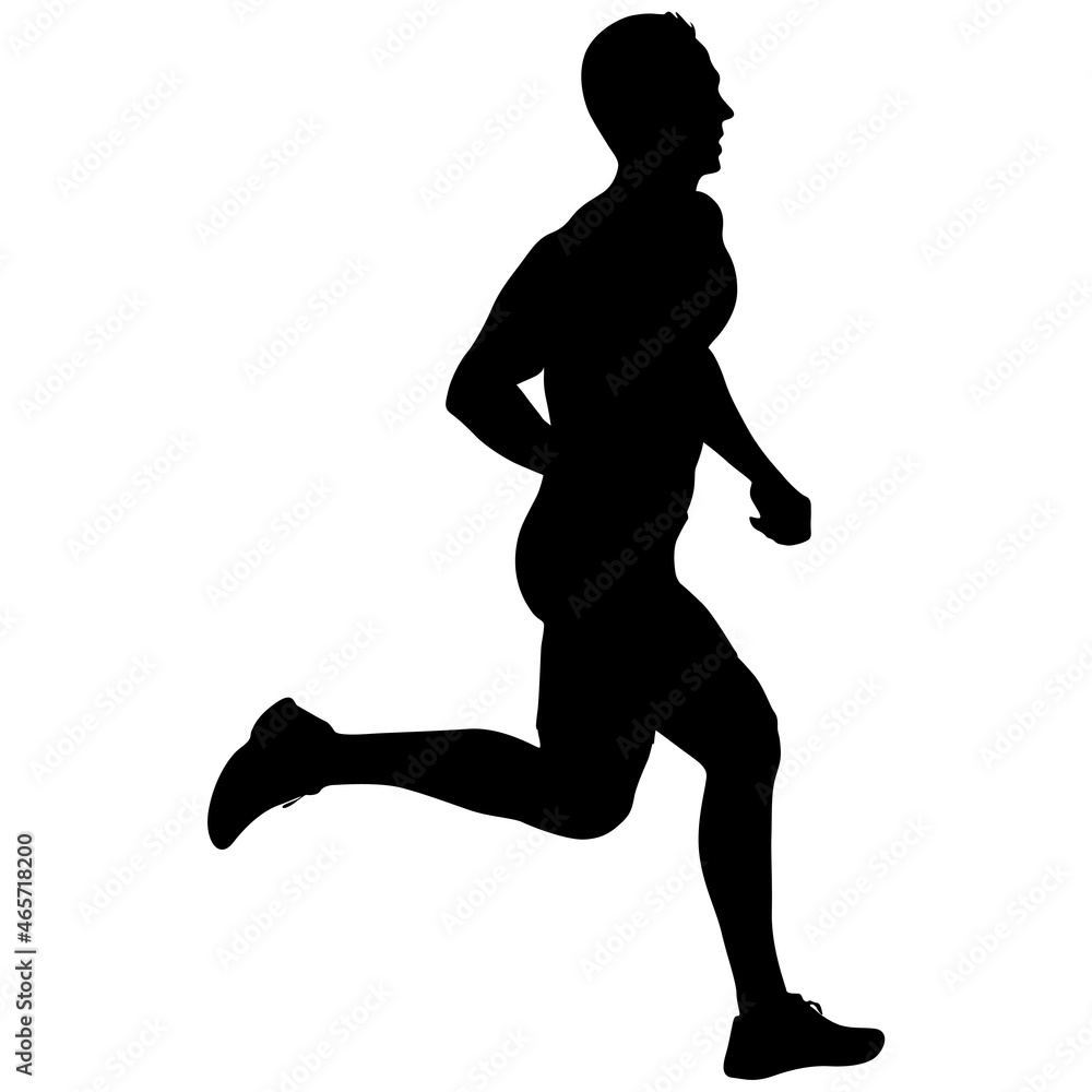 Black Silhouettes Runners sprint men on white background Black Silhouettes Runners sprint men on white background