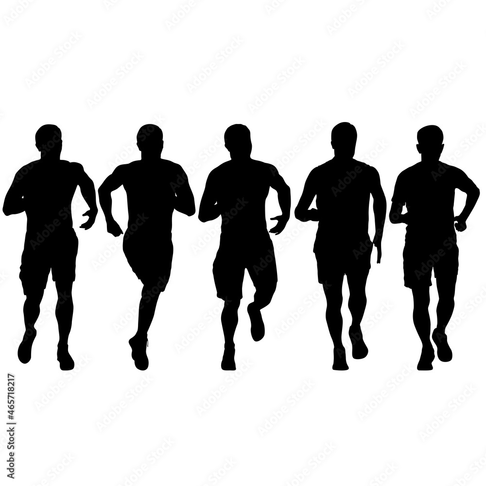 Set of silhouettes. Runners on sprint men on white background Set of silhouettes. Runners on sprint men on white background