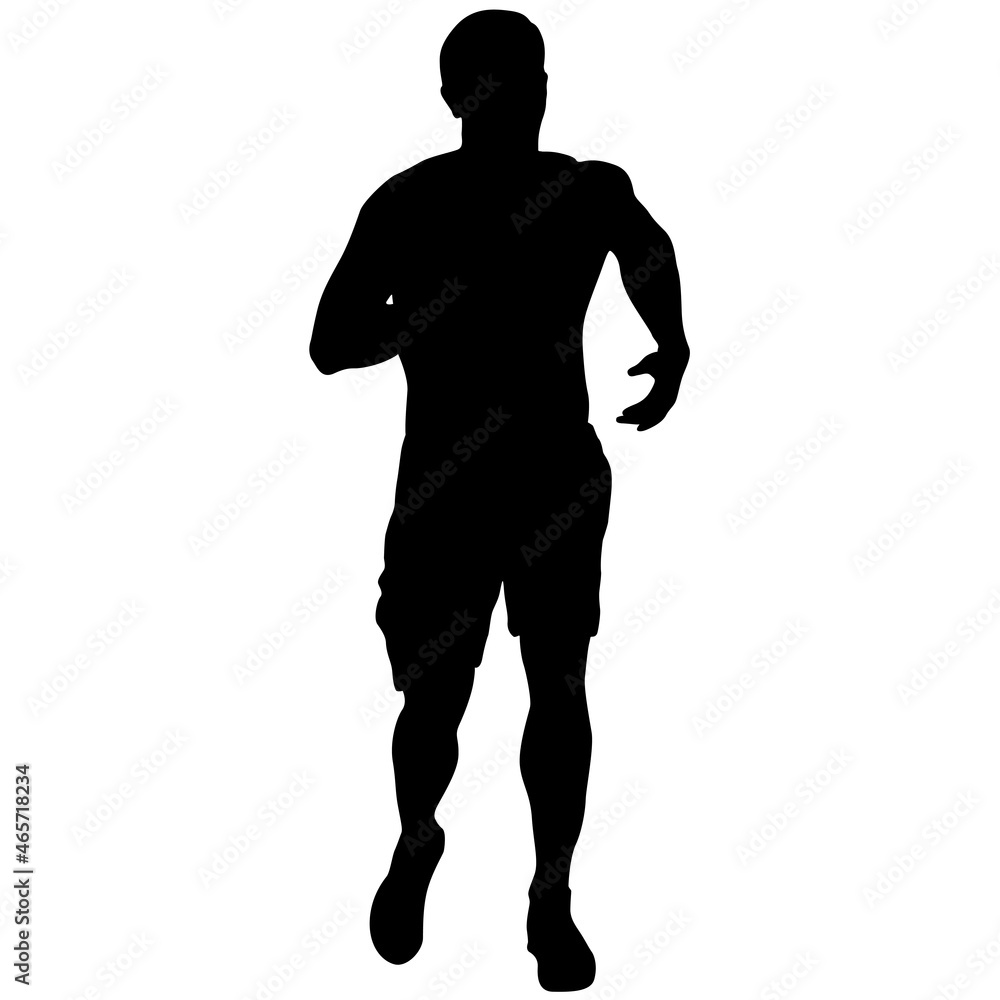 Black Silhouettes Runners sprint men on white background Black Silhouettes Runners sprint men on white background