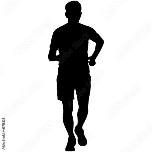 Black Silhouettes Runners sprint men on white background