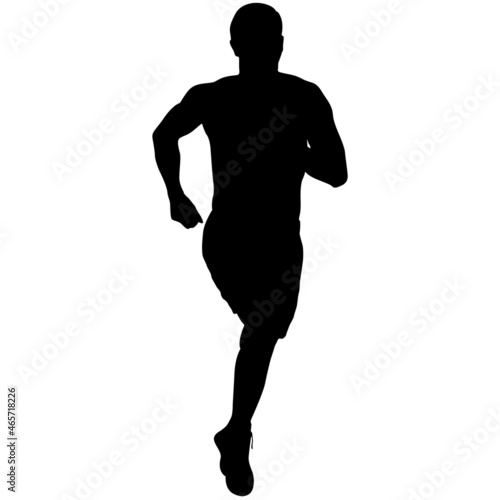 Black Silhouettes Runners sprint men on white background