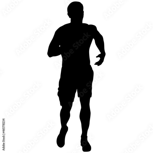 Black Silhouettes Runners sprint men on white background