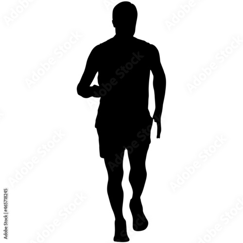 Black Silhouettes Runners sprint men on white background