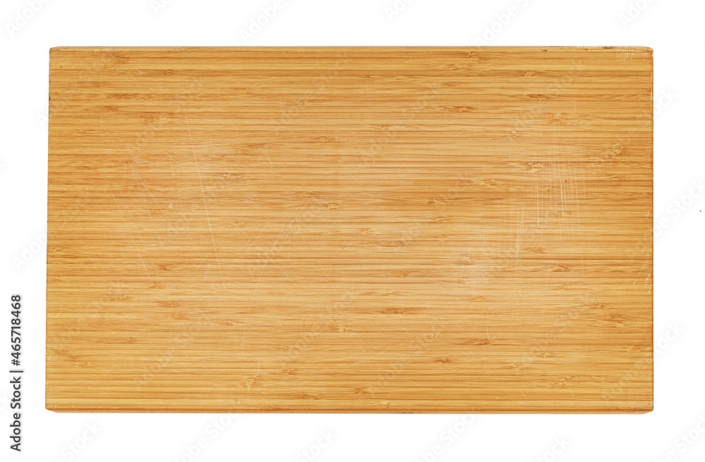 Wooden cutting board on a white background