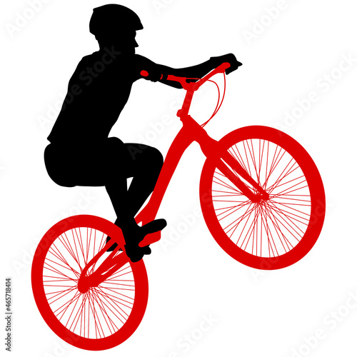 Silhouette of a sports cyclist on a white background