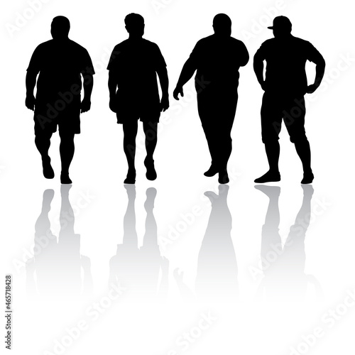 Black Set Silhouettes Large Man on white background