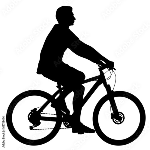 Silhouette of a sports cyclist on a white background