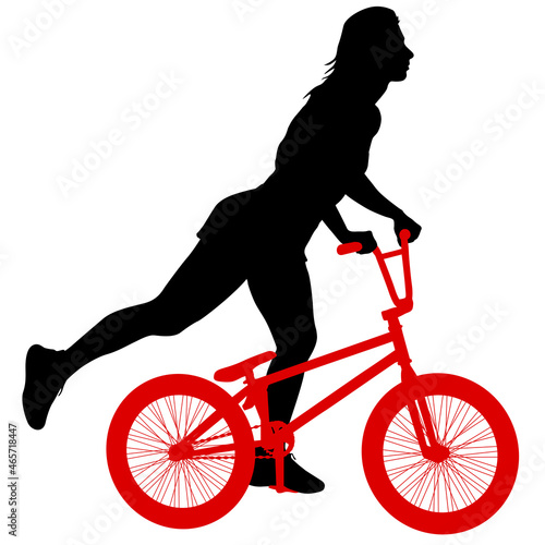 Silhouette of a sports cyclist on a white background