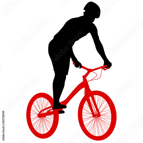 Silhouette of a sports cyclist on a white background