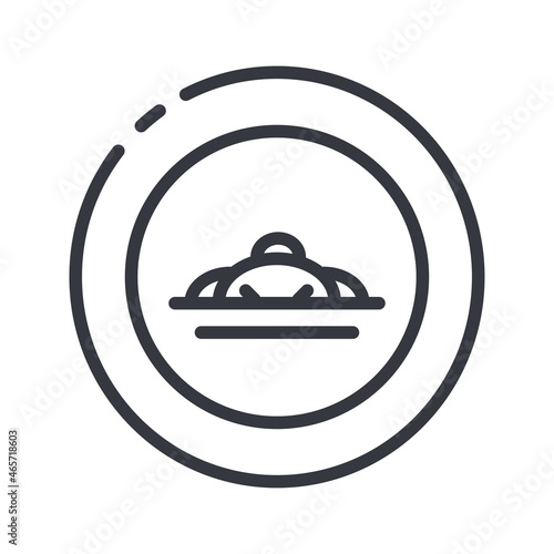 Line icon of a roentgen procedure. Healthcare symbol isolated