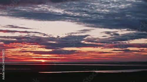 Amazing timelaps view of whole day on Yamal peninsula. Romantic and beautiful sunrise and sunset. photo