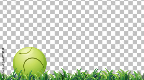 Tennis ball on the grass field on transparent background