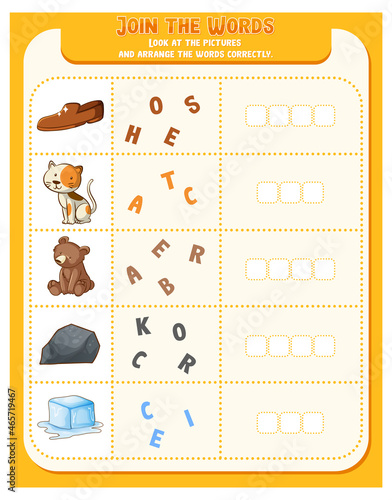 Spelling word game worksheet template
