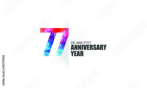 77 year anniversary full color polygon geometry style background for event, birthday, gift - vector