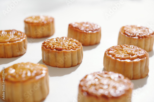 Traditional Chinese pastry prepared for mid autumn festival, selective focus