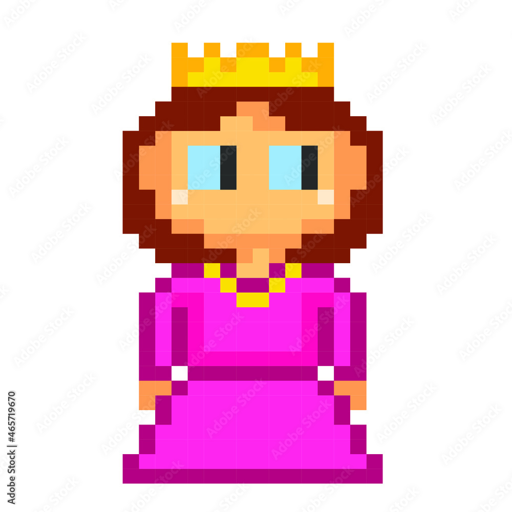 A magical princess. Pixel art. Old school computer graphics style. Elements of the game. A magical princess. Pixel art. Old school computer graphics style. Elements of the game.