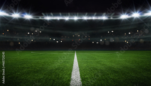 textured free soccer field in the evening light - center, midfield © Igor Link