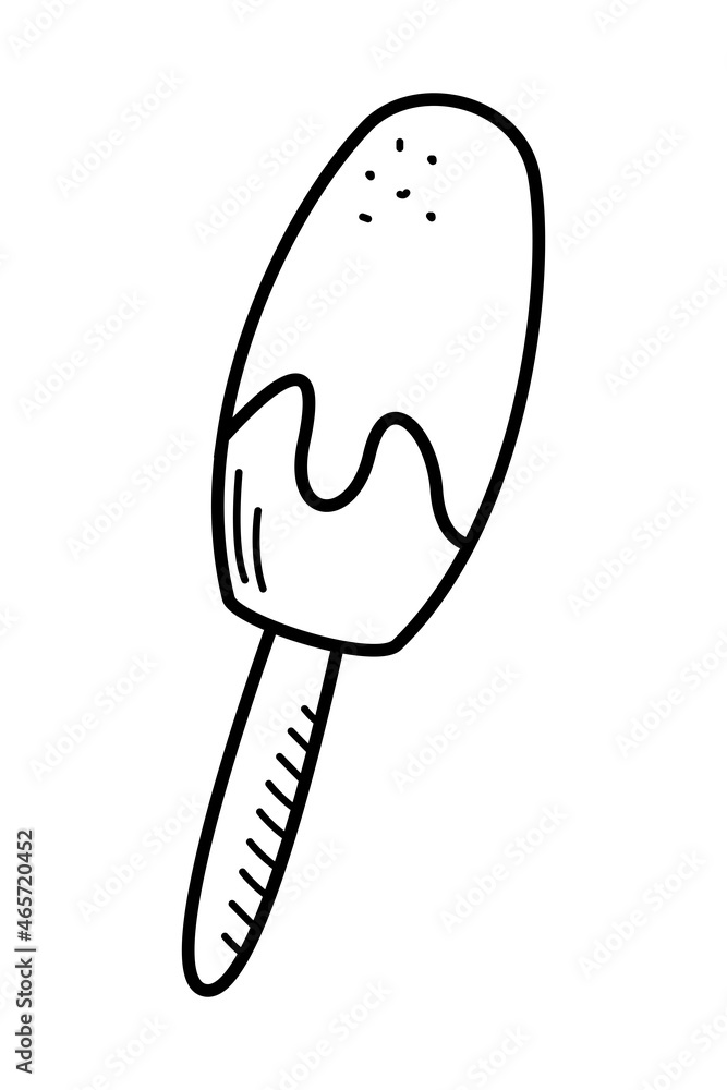 Popsicle ice cream icon. Vector illustration of a doodle creamy cold dessert on a stick. Popsicle ice cream icon. Vector illustration of a doodle creamy cold dessert on a stick.