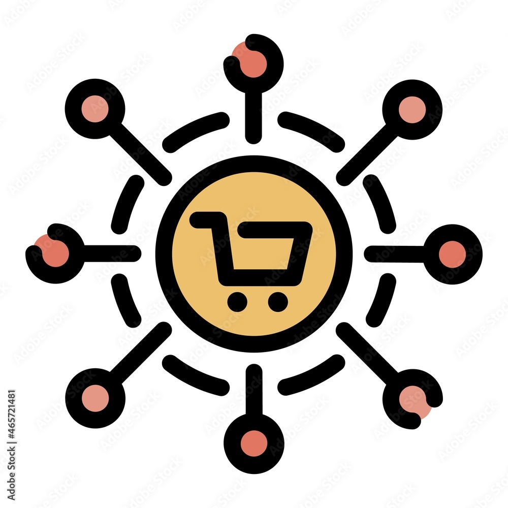 Online market icon. Outline online market vector icon color flat isolated Online market icon. Outline online market vector icon color flat isolated