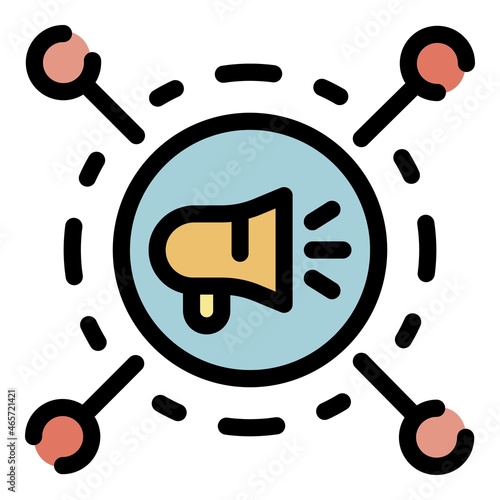 Media marketing icon. Outline media marketing vector icon color flat isolated