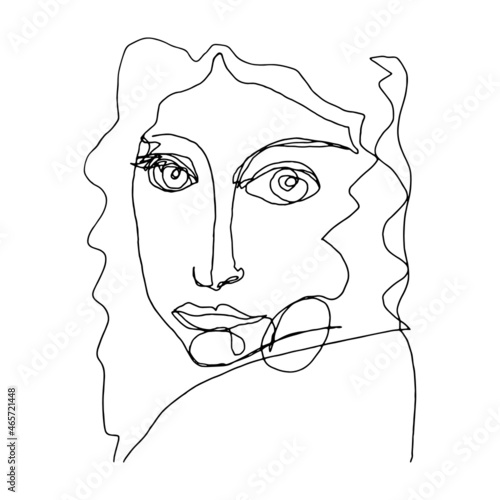 Human portrait line drawing. Sketch of an unattractive, plain looking abstract person. Digitally created illustration of a fictive person.