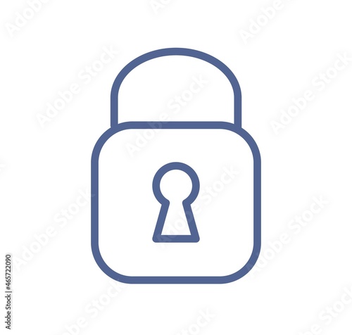 Simple lock icon in line art style. Closed padlock with keyhole. Security, secure code, private safe access or password protection sign. Linear flat vector illustration isolated on white background