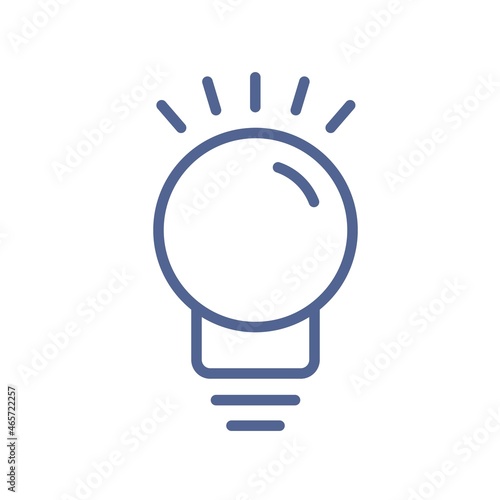 Outlined light bulb icon in line art style. Glowing lightbulb pictogram. Line...