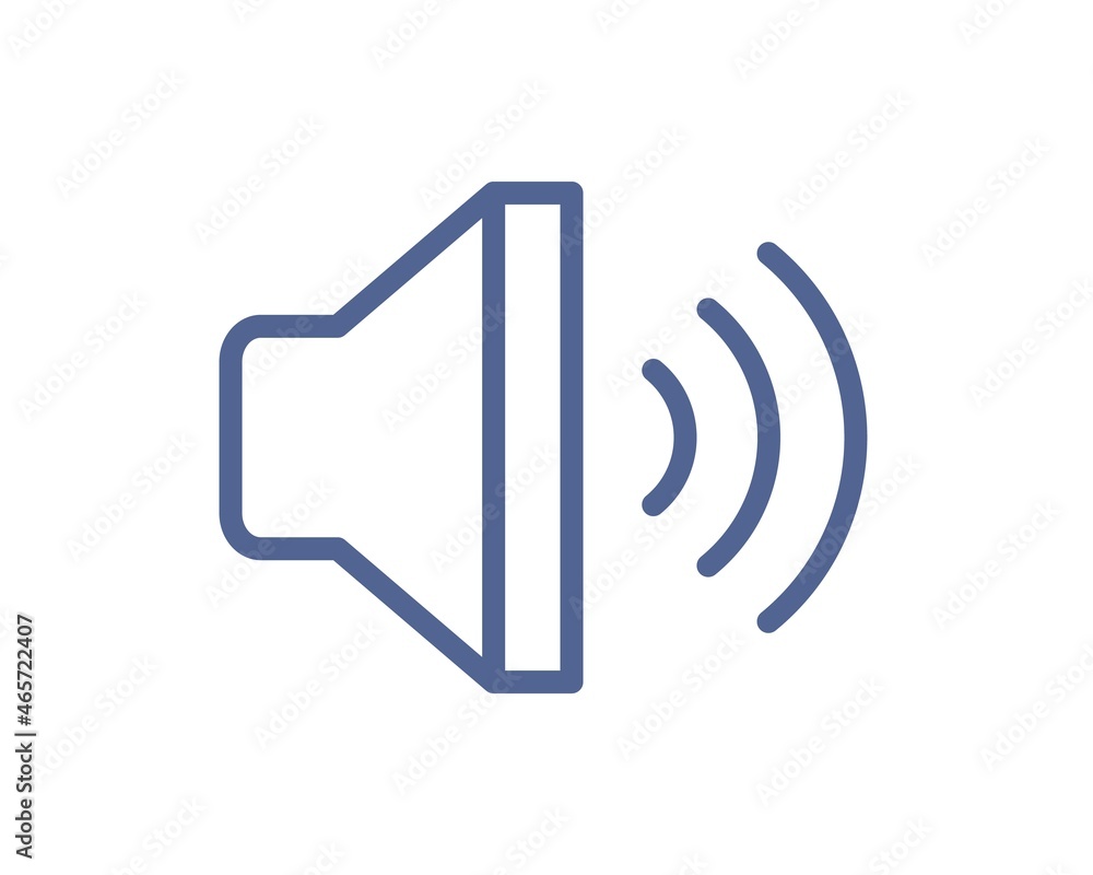 Loud speaker with sound waves icon for volume control. Loudspeaker pictogram for music app interface. Megaphone sign in line art style. Linear flat vector illustration isolated on white background Loud speaker with sound waves icon for volume control. Loudspeaker pictogram for music app interface. Megaphone sign in line art style. Linear flat vector illustration isolated on white background